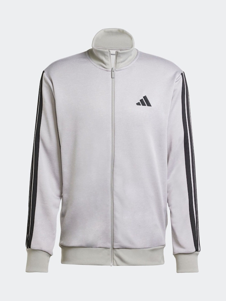 adidas Grey Sportswear 3-Stripes Fleece Tracksuit - Image 11 of 12