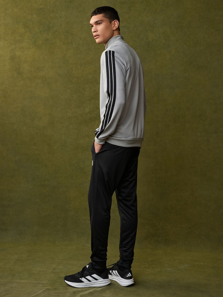 adidas Grey Sportswear 3-Stripes Fleece Tracksuit - Image 2 of 12