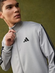 adidas Grey Sportswear 3-Stripes Fleece Tracksuit - Image 3 of 12