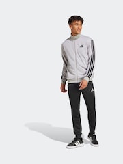 adidas Grey Sportswear 3-Stripes Fleece Tracksuit - Image 5 of 12