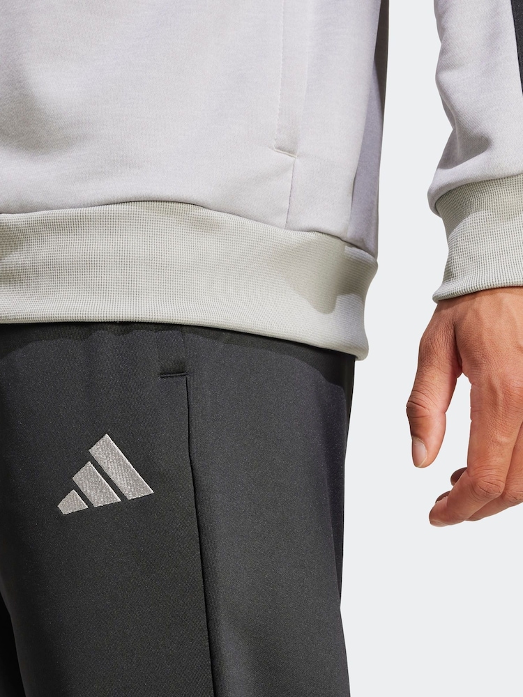 adidas Grey Sportswear 3-Stripes Fleece Tracksuit - Image 9 of 12