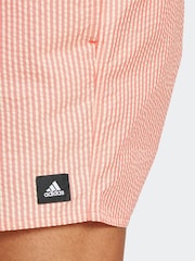 adidas Red Stripey Classics Swim Shorts - Image 5 of 6