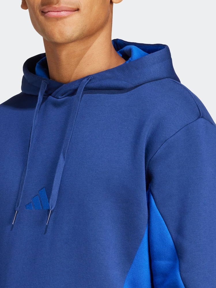 adidas Blue Sportswear Fleece Colorblock Hooded Tracksuit - Image 4 of 7