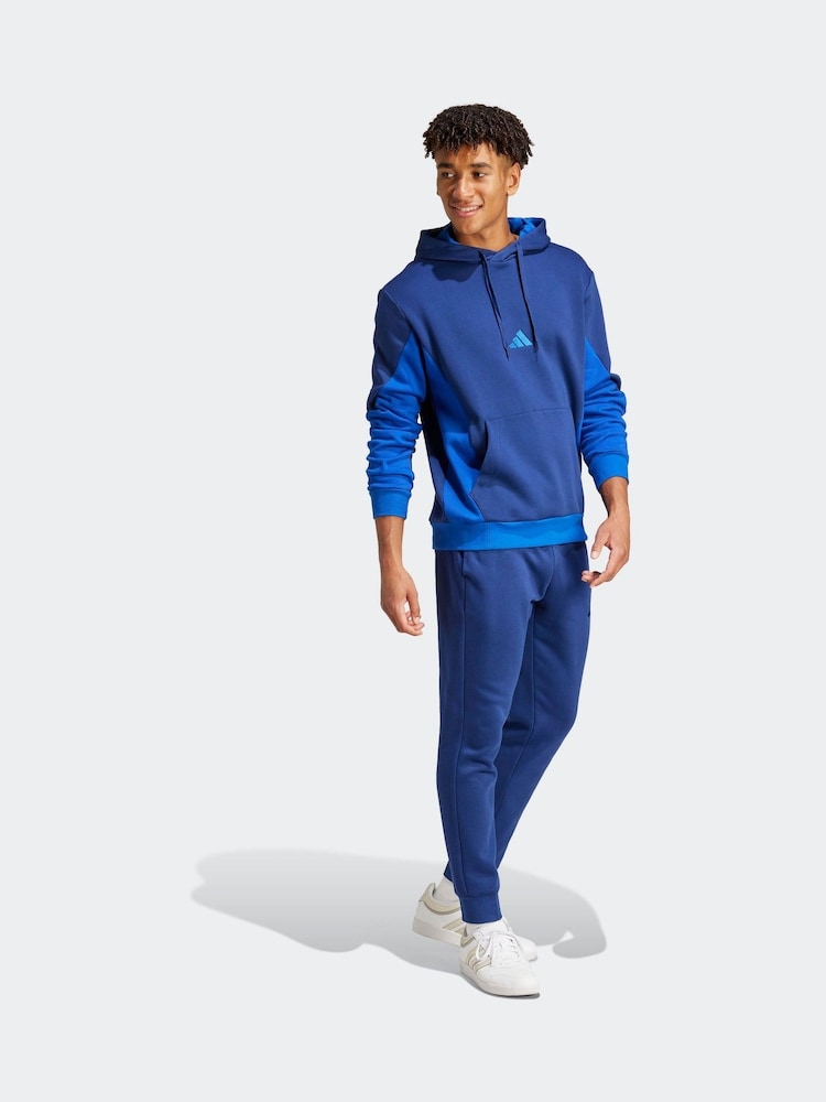 adidas Blue Sportswear Fleece Colorblock Hooded Tracksuit - Image 5 of 7