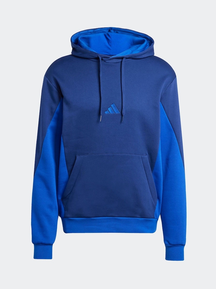 adidas Blue Sportswear Fleece Colorblock Hooded Tracksuit - Image 6 of 7