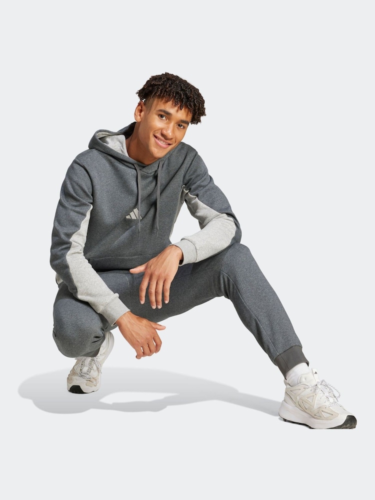 adidas Grey Sportswear Fleece Colorblock Hooded Tracksuit - Image 3 of 8