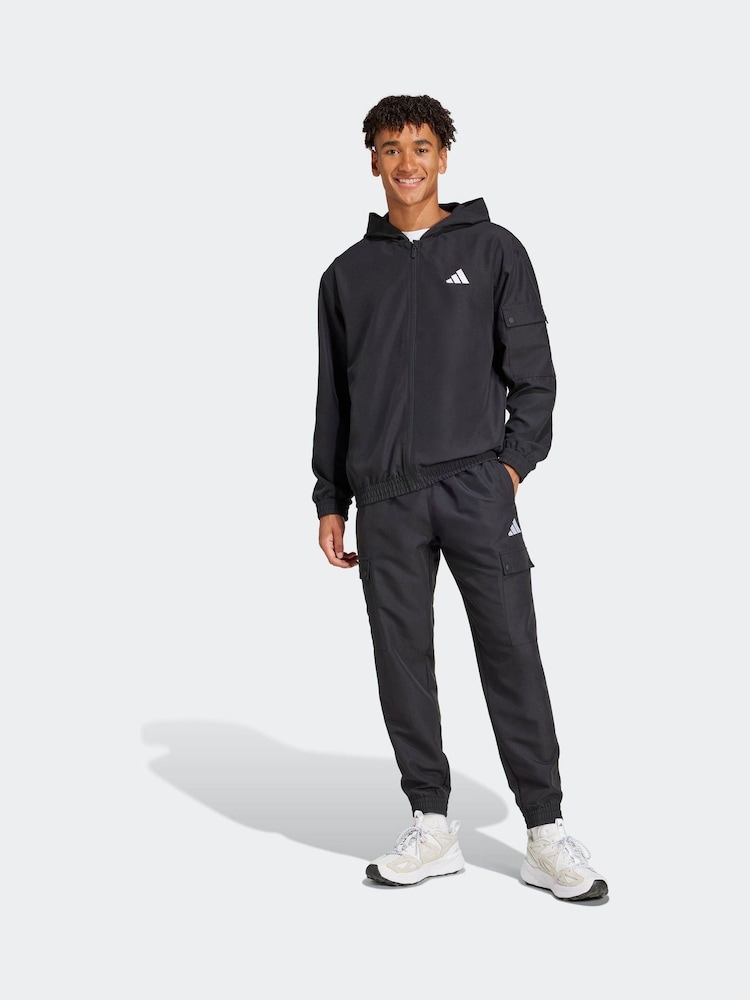 adidas Black Sportswear Woven Cargo Tracksuit - Image 1 of 8