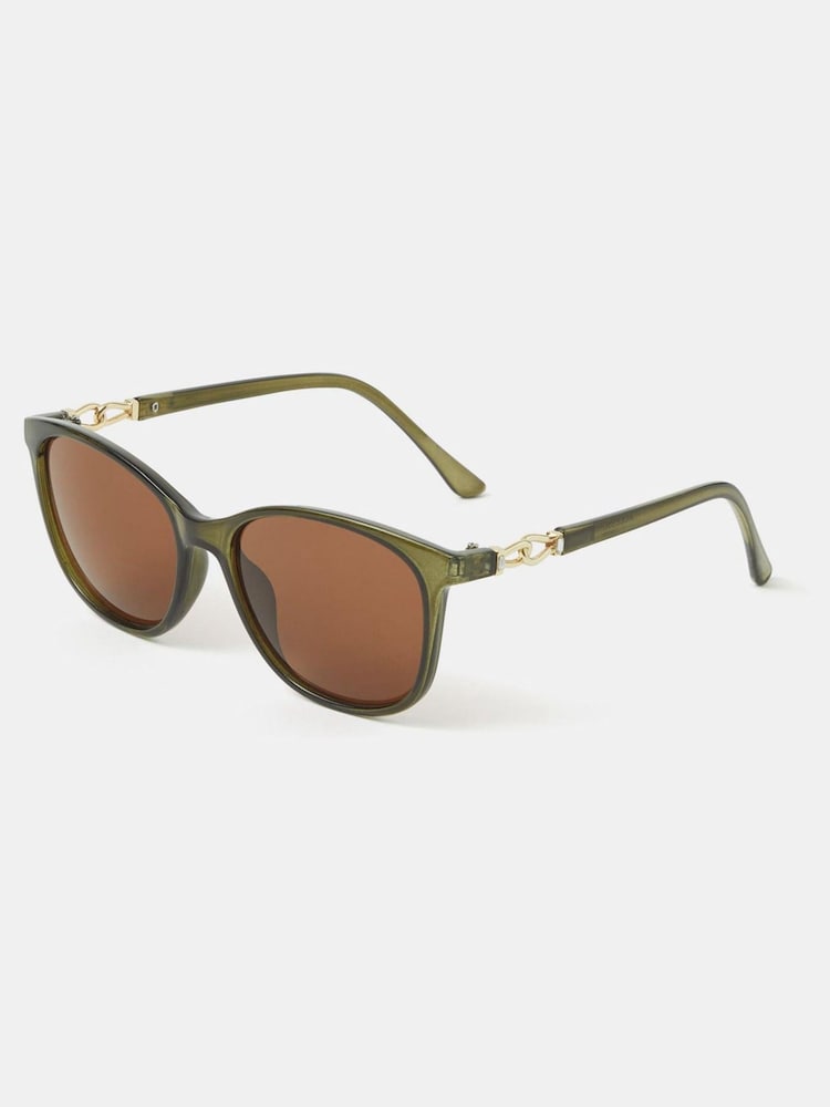 Accessorize Green Link Wayfarer Sunglasses - Image 1 of 1 Accessorize Green Link Wayfarer Sunglasses - Image 1 of 1