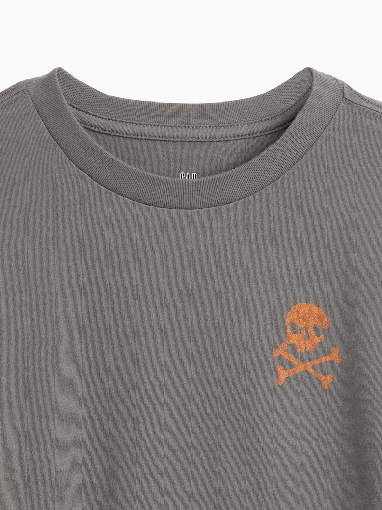 Gap Grey Crossbones Graphic Long Sleeve T-Shirt (4-13yrs) - Image 3 of 3