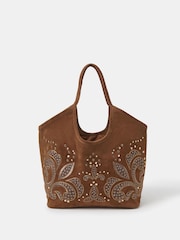 Sac fourre-tout Accessorize en daim brodé à clous - Image 2 de 2