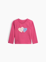 Gap Pink Hearts Graphic Long Sleeve T-Shirt (6mths-5yrs) - Image 1 of 2