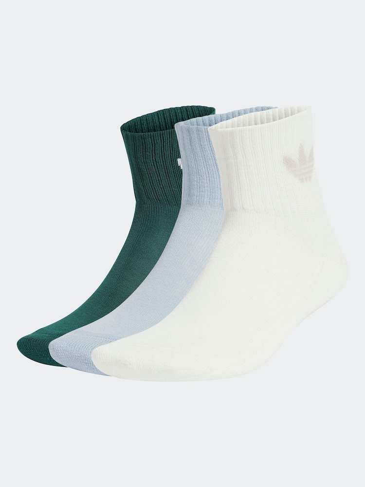 adidas Originals White Mid Ankle Socks 3 Pack - Image 1 of 2