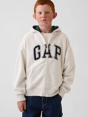 Gri/Verde - Gap Relaxed Logo Hanorac cu glugă (4-13yrs) - Imaginea 1 din 3