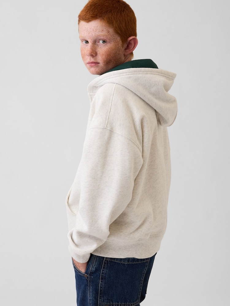 Gri/Verde - Gap Relaxed Logo Hanorac cu glugă (4-13yrs) - Imaginea 2 din 3