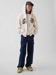 Gri/Verde - Gap Relaxed Logo Hanorac cu glugă (4-13yrs) - Imaginea 3 din 3