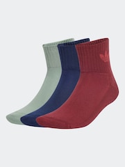 adidas Originals Red Mid Ankle Socks 3 Pack - Image 1 of 2