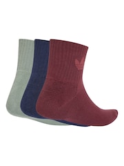 adidas Originals Red Mid Ankle Socks 3 Pack - Image 5 of 8