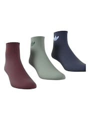 adidas Originals Red Mid Ankle Socks 3 Pack - Image 6 of 8