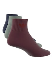 adidas Originals Red Mid Ankle Socks 3 Pack - Image 7 of 8