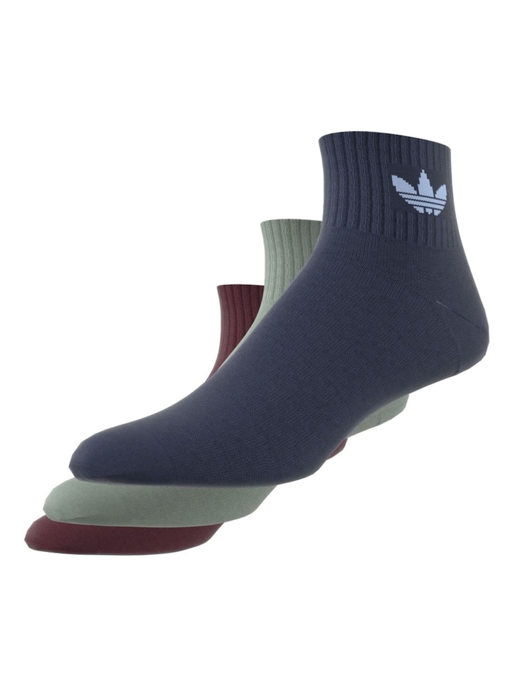 adidas Originals Red Mid Ankle Socks 3 Pack - Image 8 of 8