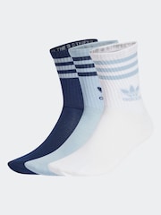 adidas Originals Blue Mid Cut Crew Socks 3 Pack - Image 1 of 6