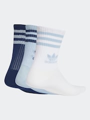 adidas Originals Blue Mid Cut Crew Socks 3 Pack - Image 2 of 6
