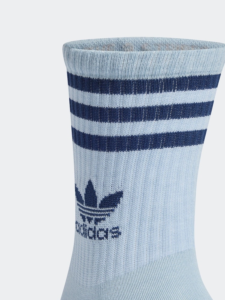 adidas Originals Blue 3 Pack Mid Cut Crew Socks 3 Pack - Image 4 of 6