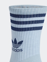 adidas Originals Blue Mid Cut Crew Socks 3 Pack - Image 5 of 6