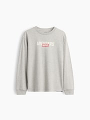 Pelēks - Gap Marvel Relaxed Graphic Long Sleeve T-Shirt (4-13yrs) - Attēls 1 no 3