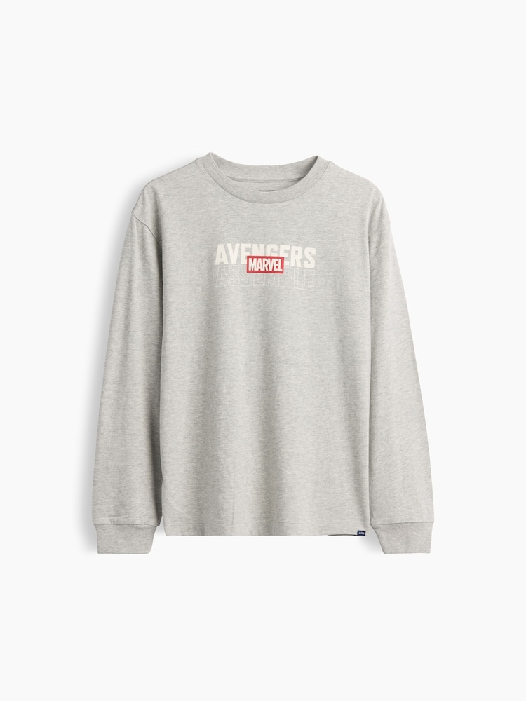 Pelēks - Gap Marvel Relaxed Graphic Long Sleeve T-Shirt (4-13yrs) - Attēls 1 no 3
