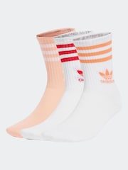 adidas Originals White Red 3 Stripe Crew Socks - Image 1 of 2