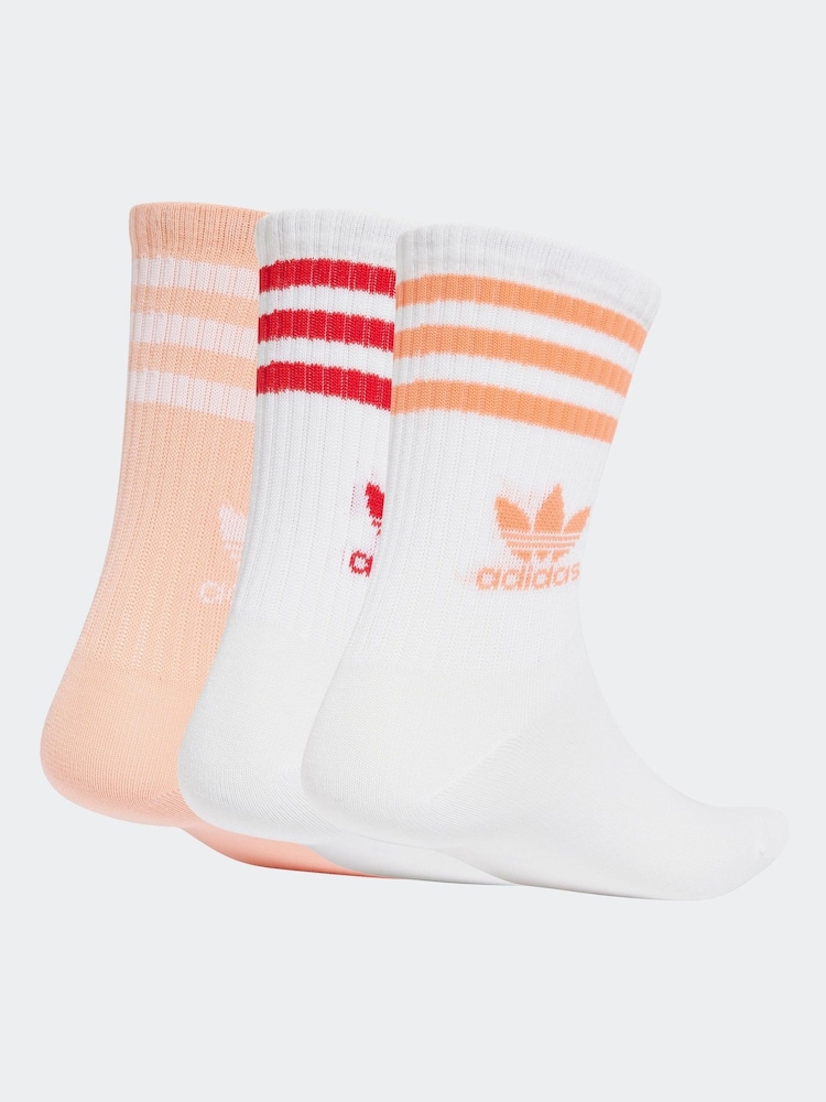 adidas Originals White Red 3 Stripe Crew Socks - Image 2 of 2