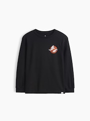 Gap Black Ghostbusters Relaxed Graphic Long Sleeve T-Shirt (4-13yrs) - Image 1 of 3