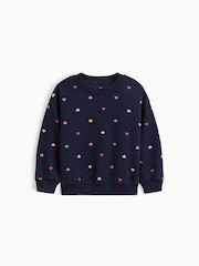 Gap Navy Hearts Vintage Soft Print Sweatshirt (6mths-5yrs) - Image 1 of 2