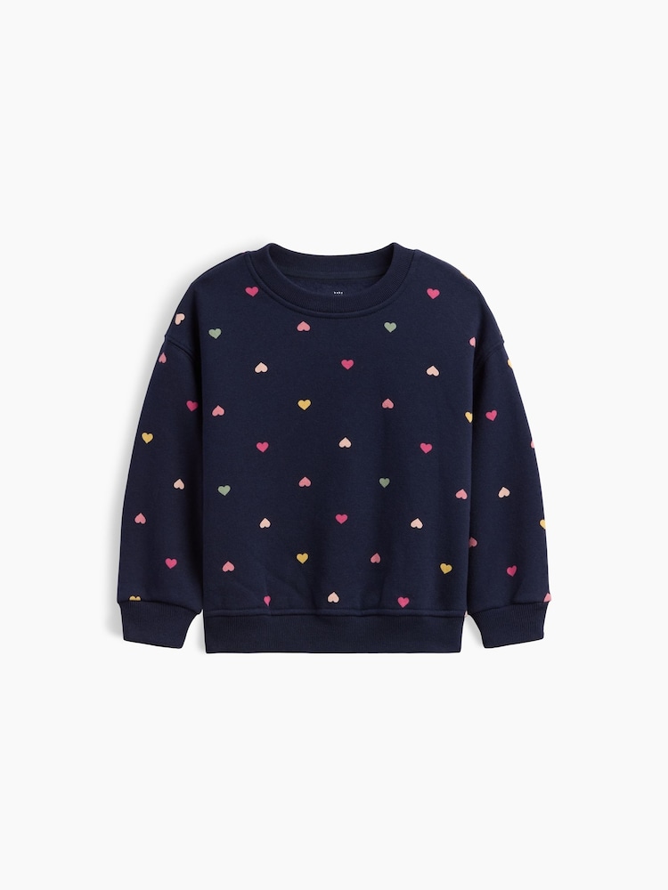 Gap Navy Hearts Vintage Soft Print Sweatshirt (6mths-5yrs) - Image 1 of 2 Gap Navy Hearts Vintage Soft Print Sweatshirt (6mths-5yrs) - Image 1 of 2