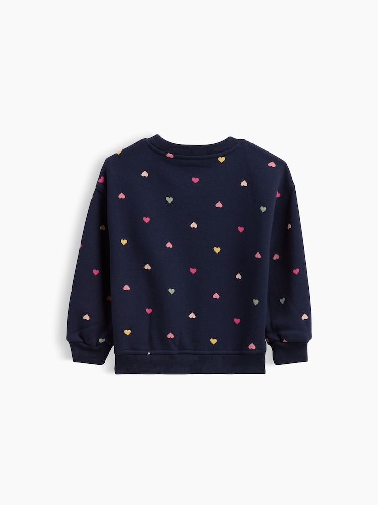 Gap Navy Hearts Vintage Soft Print Sweatshirt (6mths-5yrs) - Image 2 of 2 Gap Navy Hearts Vintage Soft Print Sweatshirt (6mths-5yrs) - Image 2 of 2