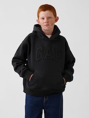 Negru - Gap Relaxed Logo Hanorac cu glugă (4-13yrs) - Imaginea 1 din 4