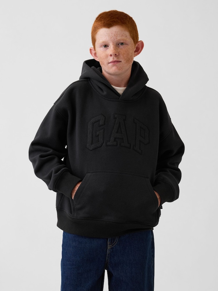 Negru - Gap Relaxed Logo Hanorac cu glugă (4-13yrs) - Imaginea 1 din 4