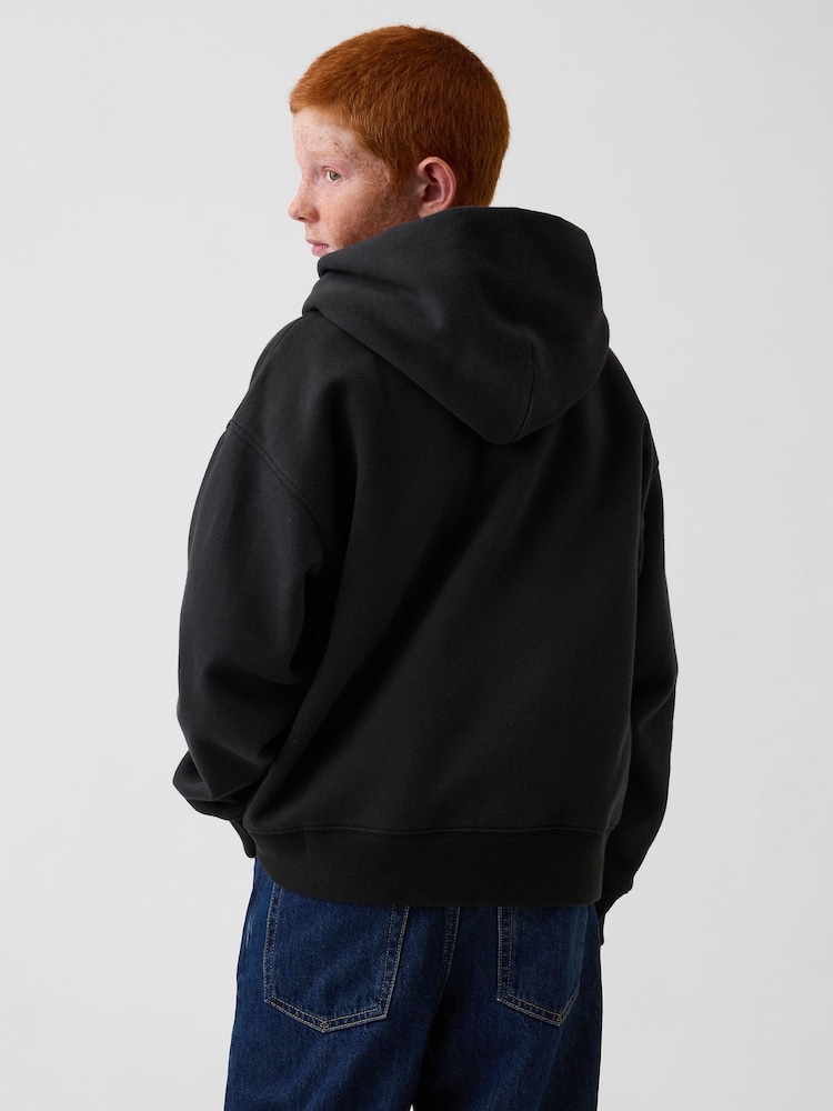Negru - Gap Relaxed Logo Hanorac cu glugă (4-13yrs) - Imaginea 2 din 4