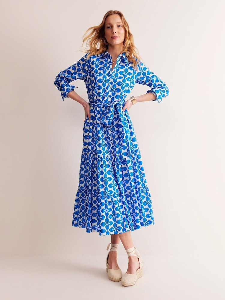 Boden Blue Petite Flo Cotton Midi Shirt Dress - Image 1 of 5