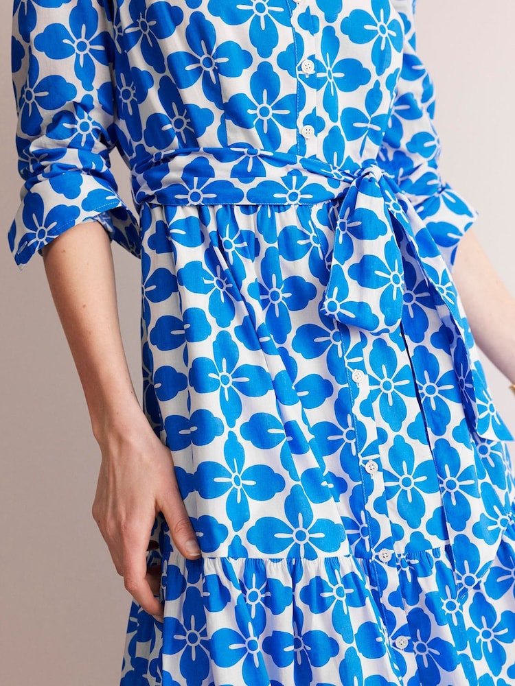 Boden Blue Petite Flo Cotton Midi Shirt Dress - Image 2 of 5