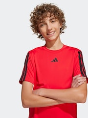 adidas Red Essentials 3 Stripes Training T-Shirt - Image 4 of 6