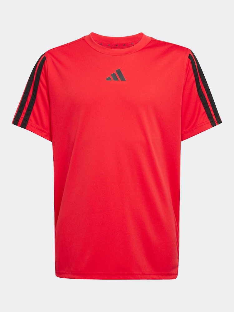 adidas Red Essentials 3 Stripes Training T-Shirt - Image 6 of 6
