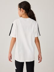 adidas White 3 Stripe Essentials 100% Cotton T-Shirt - Image 3 of 6