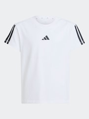 adidas White 3 Stripe Essentials 100% Cotton T-Shirt - Image 6 of 6