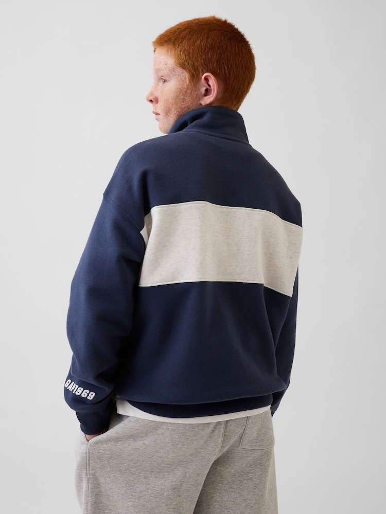 Gap Navy Vintage Soft Quarter-Zip Sweatshirt (4-13yrs) - Image 2 of 5 Gap Navy Vintage Soft Quarter-Zip Sweatshirt (4-13yrs) - Image 2 of 5