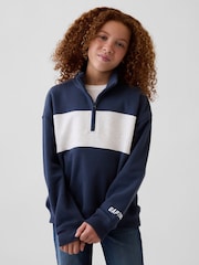 Gap Navy Vintage Soft Quarter-Zip Sweatshirt (4-13yrs) - Image 4 of 5