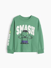 Gap Green The Hulk Marvel Graphic Long Sleeve T-Shirt (6mths-5yrs) - Image 1 of 2