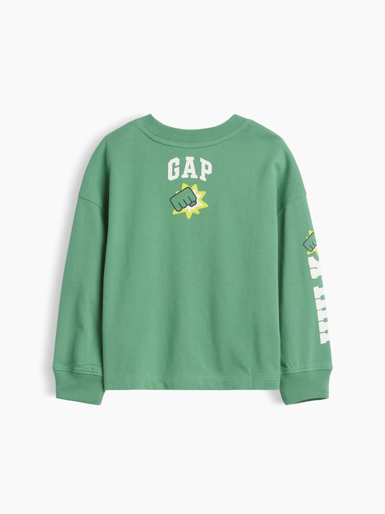 Gap Green The Hulk Marvel Graphic Long Sleeve T-Shirt (6mths-5yrs) - Image 2 of 2 Gap Green The Hulk Marvel Graphic Long Sleeve T-Shirt (6mths-5yrs) - Image 2 of 2