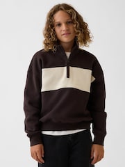 Gap Brown Vintage Soft Quarter-Zip Sweatshirt (4-13yrs) - Image 1 of 5